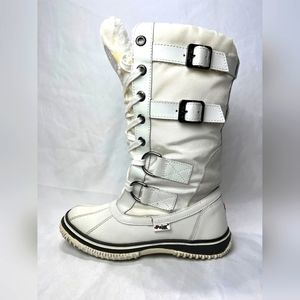 PAJAR Leather Waterproof Grip Women's Tall  Lace-Up Boots White Sz5-5 1/2